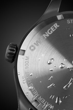 Wenger Terragraph Watch - Black Ice with White Dial and Black Leather Strap