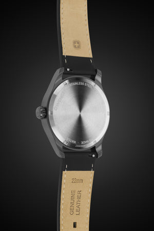 Wenger Terragraph Watch - Black Ice with White Dial and Black Leather Strap