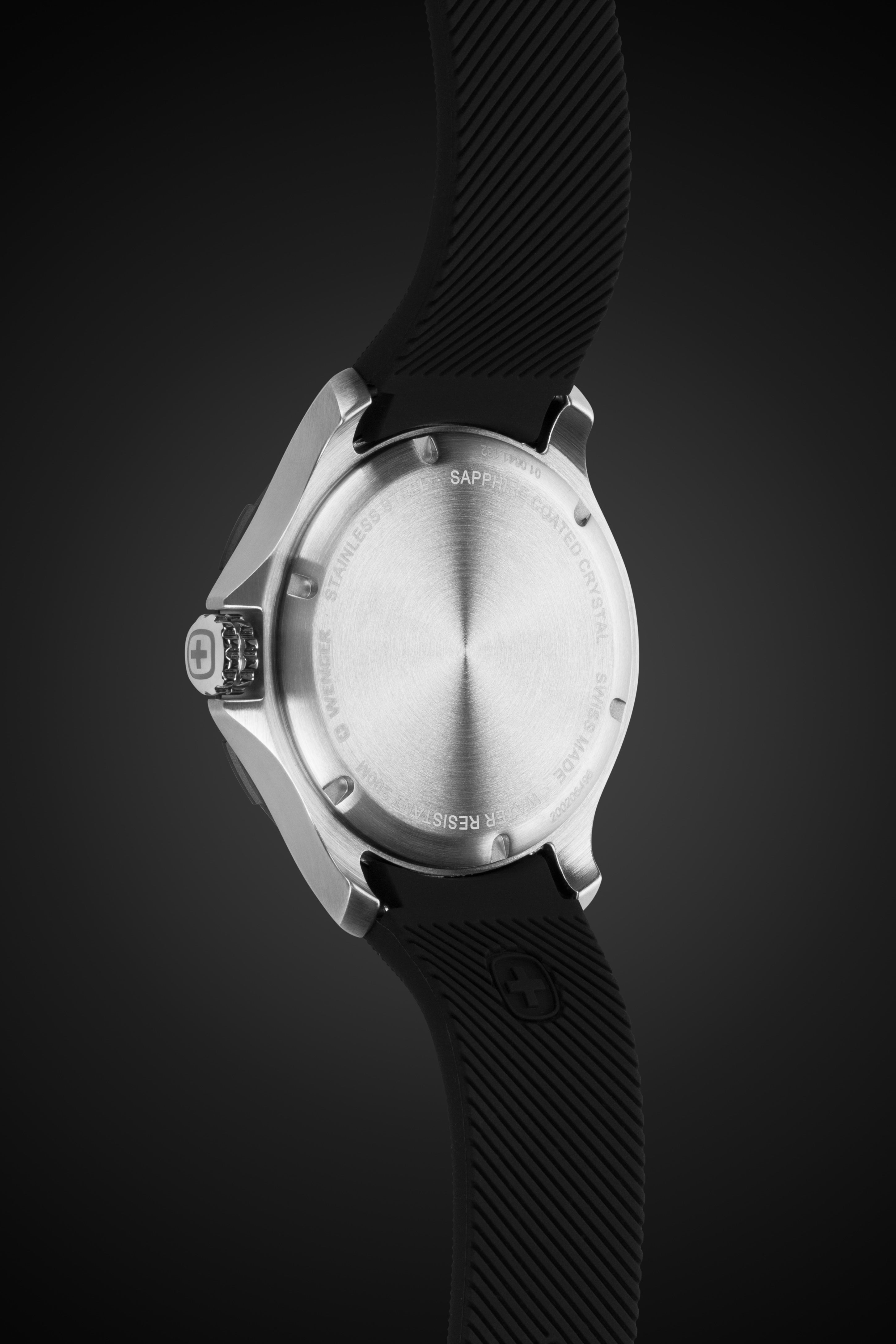 Wenger Seaforce Swiss Watch in Black with Black Dial and Black Silicone Strap