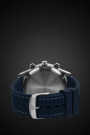 Wenger Attitude Chrono Swiss Watch in Stainless Steel with Blue Dial and Dark Blue Silicone Strap