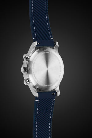 Wenger Attitude Chrono Swiss Watch in Stainless Steel with Blue Dial and Dark Blue Silicone Strap