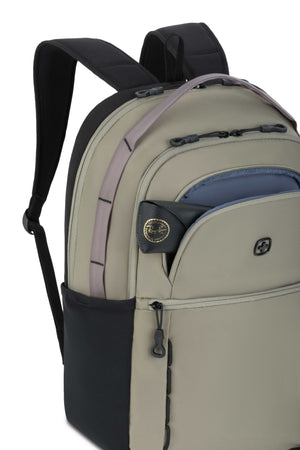 Wenger Versa 16 inch Laptop Backpack - Sage Dual zippered pockets in the front of the bag keep additional items handy