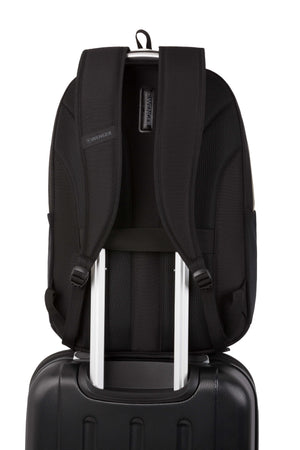 Wenger Versa 16 inch Laptop Backpack - Sage integrated trolley strap to attach your bag to a wheeled luggage when on the go