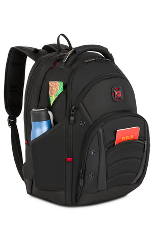 Wenger Synergy 16 inch Laptop Backpack - Black - Mesh side pockets are sized to hold a water bottle or umbrella