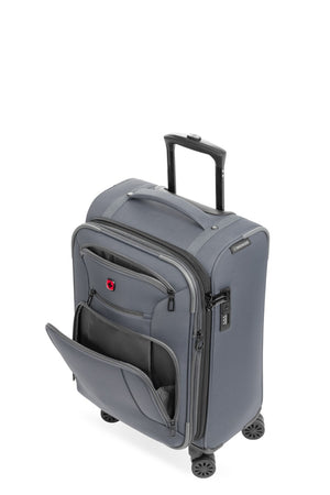Wenger 7062 Expandable 3 piece Spinner Luggage Set – Gray Tripple zippered front pockets include a ticket pocket and a large, gusseted pocket