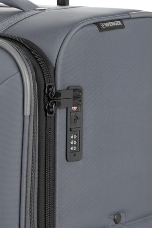 Wenger 7062 Expandable 3 piece Spinner Luggage Set – Gray Integrated, flush mounted TSA approved combination locks for added security