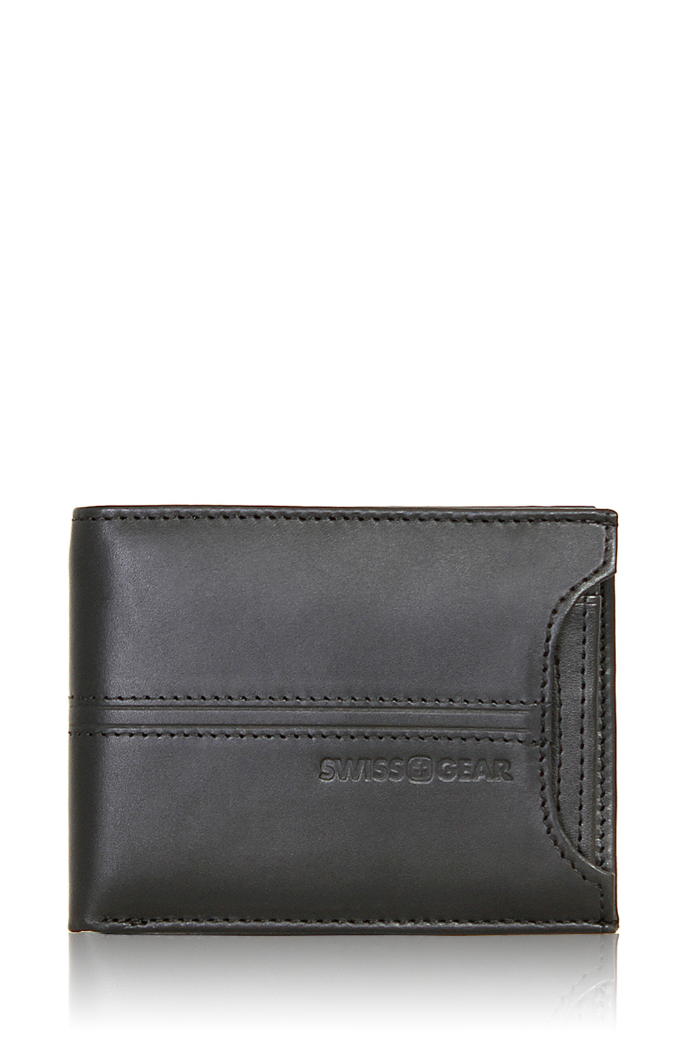 Swiss Gear Men's RFID Saffiano Leather Bifold Billfold Wallet Gift Box NEW Black 